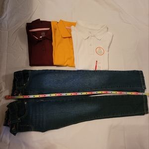 Girls school jeans and shirt set.